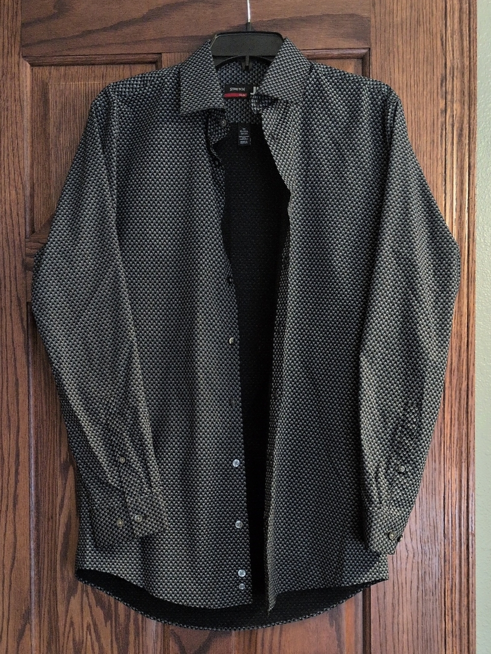 jf j.ferrar Black and White Micro-Pattern Button-Down Shirt